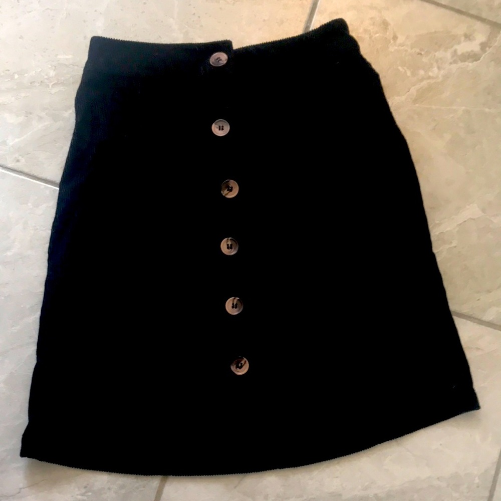 3/$12 Black corduroy button up mini skirt